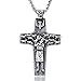 Religieux JéSus Berger Traverser Pendentif Collier pour Hommes Femmes RéTro Christ Acier Inoxydable NoëL Amulette Bijoux Cadeau,55cm(22in)