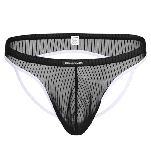 Men's Sexy Jockstrap Underwear Low Rise Breathable Bulge Pouch Mesh See Through G-String
