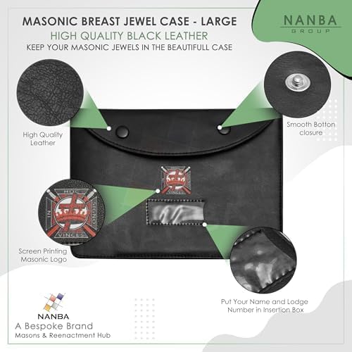 MASONS & REENACTMENT HUB Premium Masonic Regalia Pocket Jewel Holder Case – Leather Carry Wallet with Soft Lining for Freemason Lodge Jewels, Pins & Badges