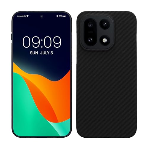 kalibri Coque Compatible avec OnePlus 15 - Coque étui de Protection téléphone en aramide - Noir Mat