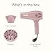 Conair Hair Dryer with Retractable Cord, 1875W Blow Dryer, 3 Heat Settings, 2 Speeds, Blow Dryer with Diffuser and Concentrator Attachments, Ionic + Tourmaline Technology, Matte Light Pink