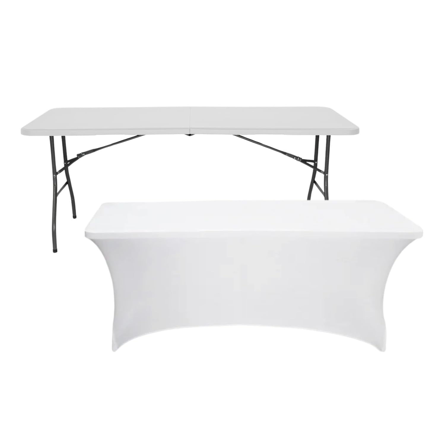 7H SEVEN HOUSE Mesa Plegable 240cm Blanca + Funda Catering 7house