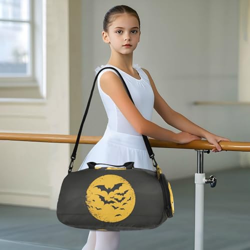 Duffle Bag for Boys or Girls with Shoes Compartment, Night Moon Bat Sports Travel Bag Overnight3