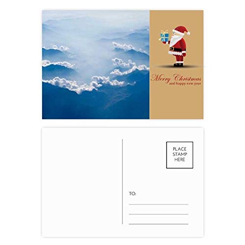 Cartes postales de Père Noël Nuages Bleu Blanc pour raviver la magie des vœux manuscrits