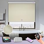 Graywind Waterproof Blackout Smart Blinds - Customised Electric Roller Blinds for Windows, Motorised Shades for Alexa & Google, Rechargeable with Remote Control, Beige