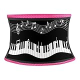 SEBNATAL Lightweight Elastic Waist Trimmer Belt, Waistband with Back Support, Portable White Piano Keys Musical Notes Black Compression Belt for All Day Wear