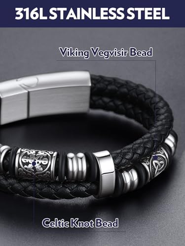 Pulsera para hombre con cuerda doble negra y nudos celtas miniatura 2