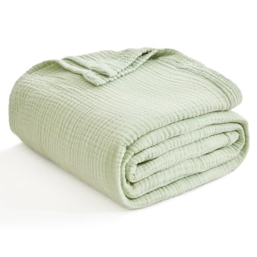Image of EMME Muslin Blankets for Adults Throw Blanket for Couch Breathable Gauze Soft Lightweight Airy Mint Green Throw 50 inchx60 inch