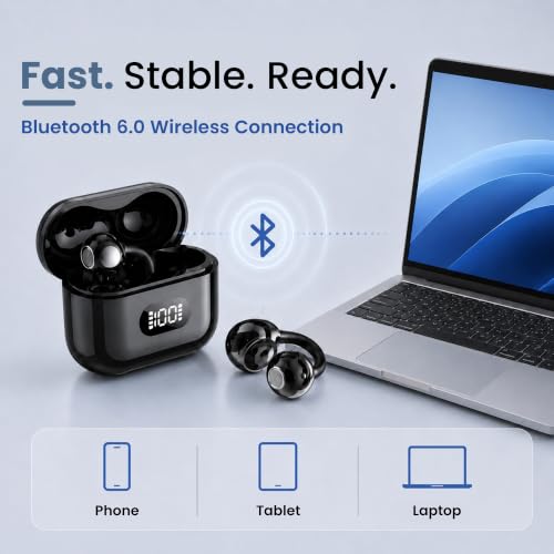 Image of WeCool Moonwalk M1 Open Ear Earbuds, Clip-On Bluetooth 6.0 Wireless Earphones, OWS Earbuds with ENC, 45H Playtime, Charging Case with LED Digital Display, Lightweight Fit for Sports & Daily Use