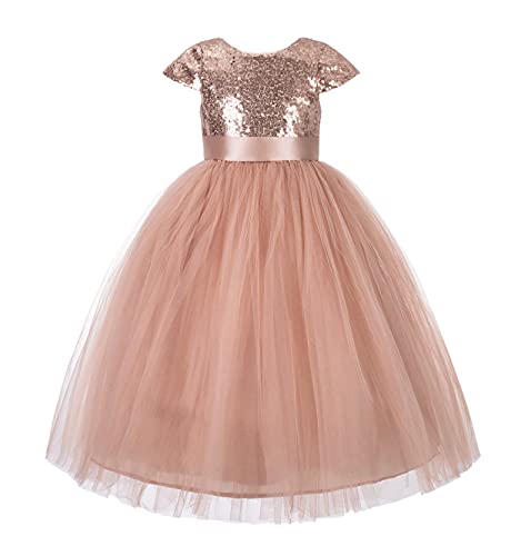 Ekidsbridal Girl Dresses Cap Sleeves Sequin Flower Girl Dress Special Occasion Gown 211 4 #TOP1