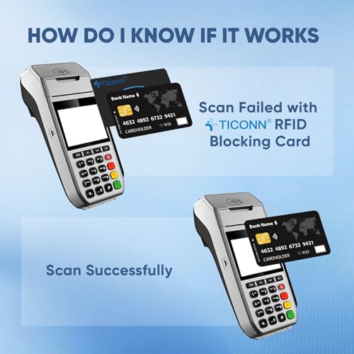 TICONN RFID Blocking Cards - 4 Pack, Premium Contactless NFC Debit Credit Card Passport Protector Blocker Set for Men & Women, Smart Slim Design Perfectly fits in Wallet/Purse… (4)