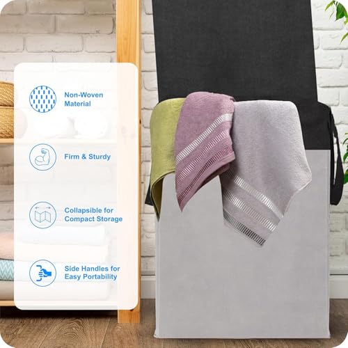 Image of LAXIS 75L Laundry Bag for Clothes with Lid, Large Dirty Clothes Laundry Basket & Cloth Storage Bin, Used Clothes Organizer, Multipurpose Laundry Basket for Bedroom & Bathroom - Grey