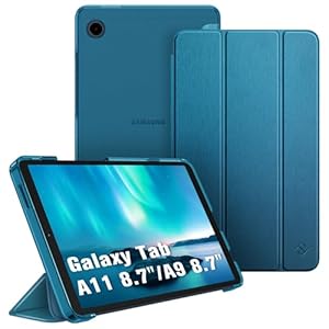 FINTIE Case for Samsung Galaxy Tab A11 8.7 Inch 2025/ Galaxy Tab A9 8.7 Inch Screen Size, Ultra Thin Protective Case with Translucent Back Cover for Tablet A11/ A9, Peacock Blue