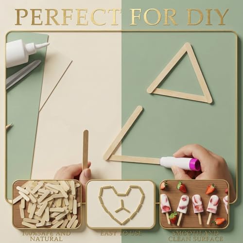 Tioncy 500 Pcs Mini Sticks for Crafts 1.57 x 0.39 x 0.08 Inches Natural Ice Cream Wooden Small Sticks for Adults DIY Home Stirring Waxing Art Projects