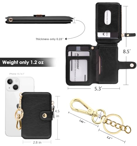 Keychain wallet, Rfid Blocking Credit Card Holder Leather, Zipper Card Case for Women2