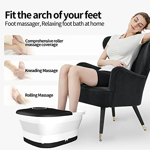 Collapsible Foot Spa Bath With Heat, Remote Control, Temperature Control, Bubbles, Pumice Stone, Red Light, Timer, 16 Massage Roller Pedicure Foot Spa Tub Foot Soaker For Soothe & Relax Tired Feet #TOP2