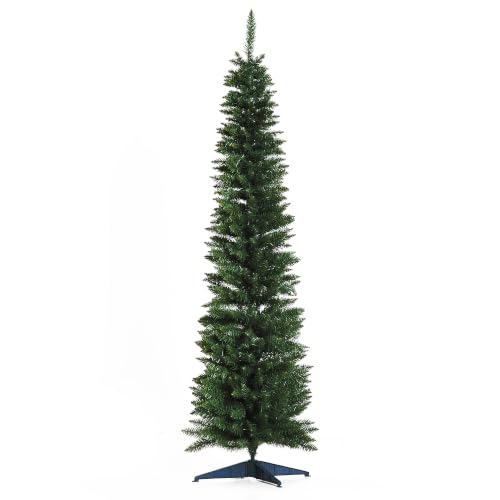 HOMCOM Árbol de Navidad Estrecho 180 cm, 390 Ramas, Fácil Montaje, Verde