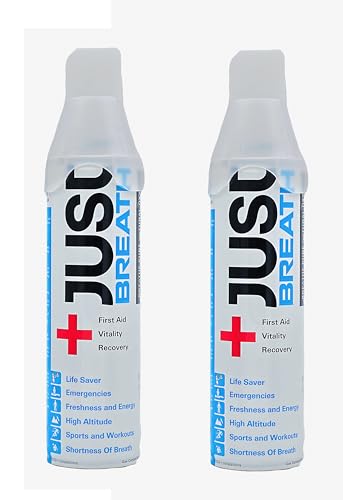Image of Just Breath Liquid Oxygen Drops /Portable Oxygen Can /Respiratory Support for Health, Recovery, Sports, Outdoor Performance & Altitude /Fresh Pure Natural Canned Oxygen (Pack Of 2)