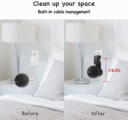Dot 4th/5th Generation Wall Mount, Outlet Hanger for Echo Dot (4th&5th Gen) Smart Home Speaker, Space-Saving Accessories with Built-in Cable Management, Hide Messy Wires, Black