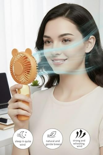 Image of Mini portable Fan Rechargeable with LED Light - Mini Fan, Small Fan,USB Charging Hand Fan with 1200mAh Battery & 3 Speed Modes | Travel, Makeup, Kitchen,Women's Personal Pankhaa -(random colour)