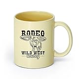ayuehbn ceramica tazza da tè latte in porcellana toro da rodeo, cowboy del selvaggio west, animale （11oz/320ml） lavabile in lavastoviglie beige