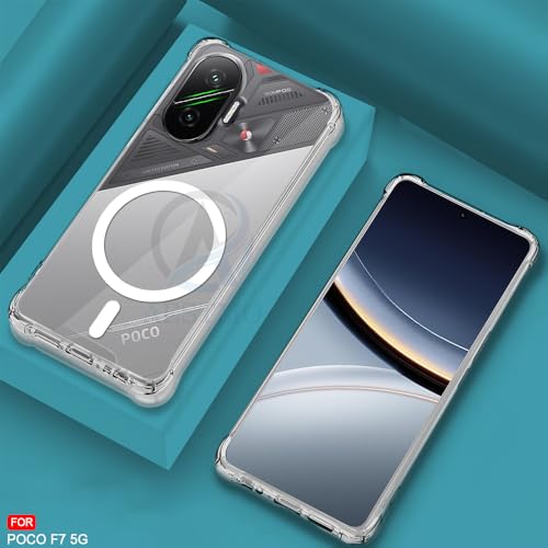 Image of AESTMO Clear Back Cover for Poco F7 5G | 360 Protection | Transparent Back Cover (PC + TPU, Compatible with MagSafe Accessories, Transparent Bumper)