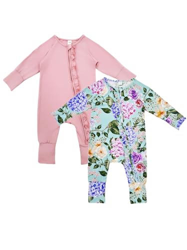 Image of Bow Dream Baby Girl Romper Jumpsuit Bamboo Rayon Baby Clothes Boys & 2 Way Zipper Outfit Baby Clothes for Girls
