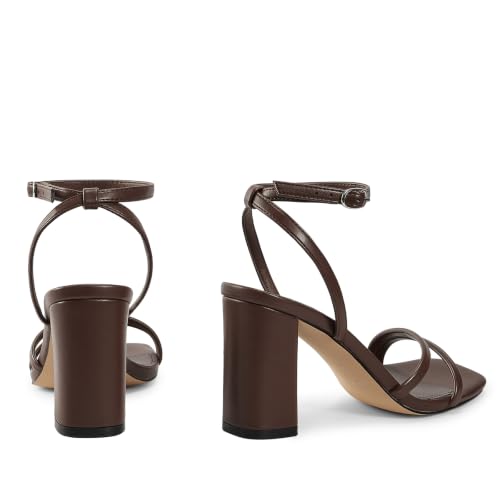 Image of wetkiss Womens Sandals Chunky Strappy Heels Square Open Toe Ankle Buckle Comfort Dress Party Shoes