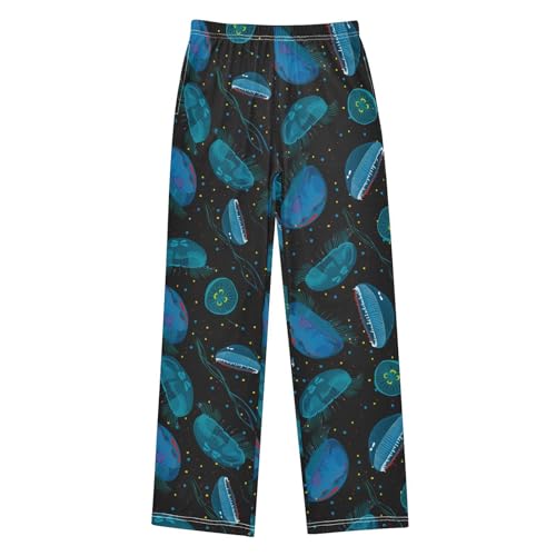 ZZXXB Sea Jellyfish Boys Long Pants Soft Trousers Elastic Waist Kids Lounge Bottoms with Pockets S-XL