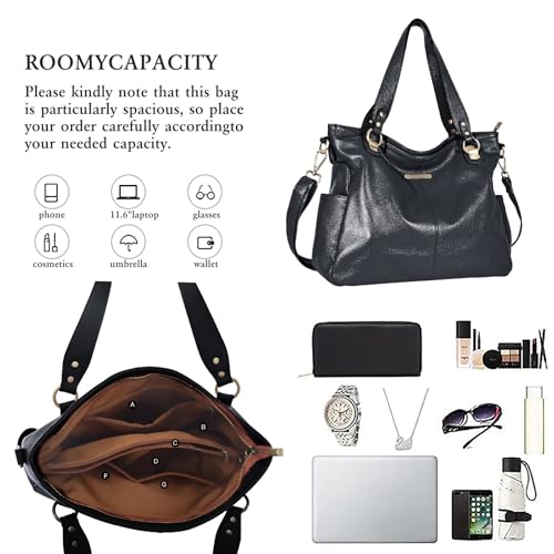 Bolso Hobo de Cuero Genuino para Mujer miniatura 7