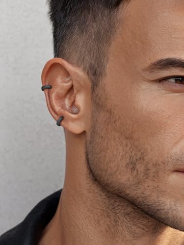 FaithHeart Stainless Steel Black/Silver/Gold Hoop Earrings for Men - Hypoallergenic Small Huggie Hoop Earrings Lightweight Sleeper Earrings Waterproof Cartilage Piercing Jewelry Gift 7-16mm2