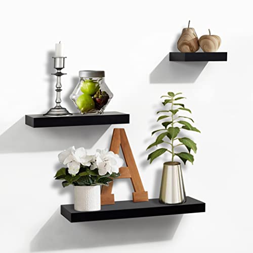 AHDECOR Black Floating Shelves, Wall Mounted Shelves with Invisib...