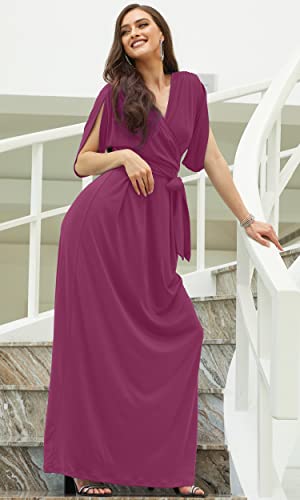 Image of KOH KOH Womens Long Pleated Flowy Modest Evening Wedding Guest Maxi Dress