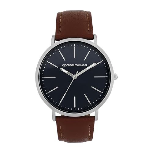 Tom Tailor Armbanduhr mit Kunstlederband für Herren, braun, wasserdichte 3 bar, Geschenkidee, kommt in Uhren Geschenkbox, 2100619