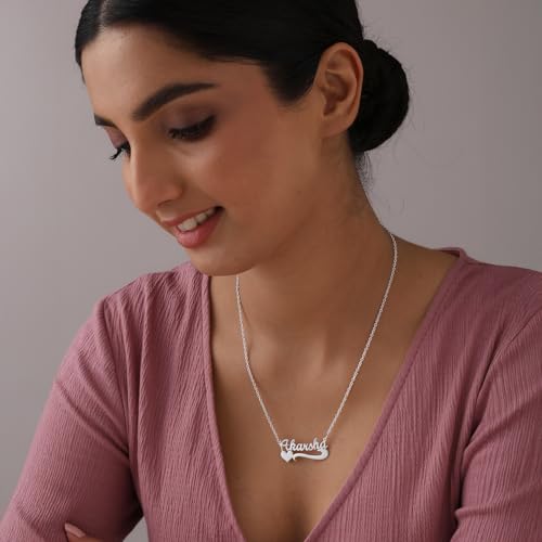 Image of TRUESILVER ACPL Personalized 925 Sterling Silver Name Necklace for Women & Girls | Customized Name Pendant Necklace | Custom Jewelry Gift for Birthday Anniversary Wedding