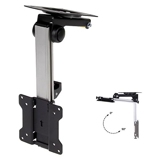InstallerParts 13"-27" RV TV Ceiling Mount for Under Cabinet Kitchen, Aluminum TV Bracket Folding, Retractable, Fold Down for LED, LCD,TV, Monitor, Flat Screens 75x75 and 100x100
