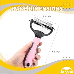 PetnBeyond Undercoat Rake – Double Sided Dematting Brush Tool for Cats and Dogs – Shedding Comb Mat Remover Deshedder – Safe Detangler – Dog Grooming Brush – Easy Mats and Tangles Removing – Cat Brush