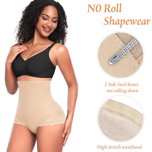 Tummy Control Shapewear Panties for Women High Waisted Shaping Underwear Lace Body Shaper Girdle4