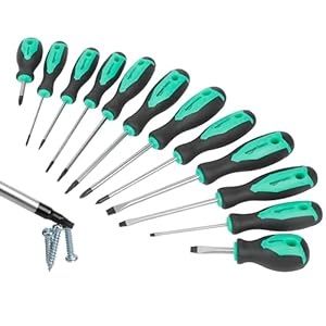 Amazon Basics 12-Piece Magnetic Screwdriver Set, ‎7 x 2 x 14.8 inches, Turquoise