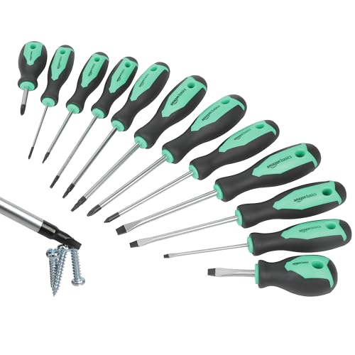 Amazon Basics 12-Piece Magnetic Screwdriver Set, ‎7 x 2 x 14.8 inches, Turquoise