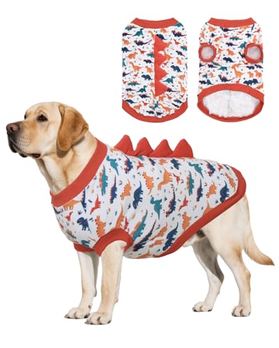 Image of CuteBone Dinosaur Costume Dog Shirt, Stretchy Velvet T-Shirt Clothes for Large Dogs, Soft & Breathable Pet Tee Outfit Pitbull Apparel for Daily Wear, Cozy Pullover Design Big Dog Fashion COSBX02-4XL