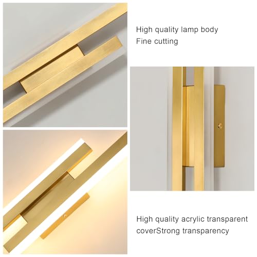 Comely Applique da Parete Interno Moderna, 3 Temperature Colore 16W Lampada da Parete, Oro Lampada a Muro per Camera da Letto Soggiorno Corridoio Ufficio Scala, 3000K/4500K/6500K