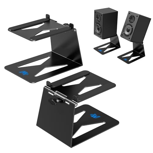 Mounting Dream Desktop Speaker Stand, Tilted Studio Monitor up to 15°with Anti-Vibration Pads, Set of 2 Bookshelf Speaker Stand, Surround Sound Speaker Stand -33 LBS