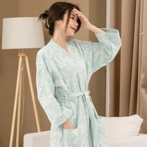 PRINCESS BRIDE Unisex Double Gauze Jacquard Breathable Soft Absorbent Bathrobe Steam Spa Yukata Home Nightgown3