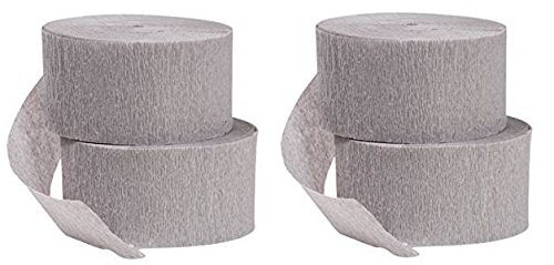 DENNECREPE Gray Crepe Paper Streamers 290 ft Total, Made in USA