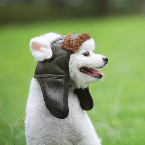 Sombrero Piloto para Perro Talla M Marrón miniatura 2