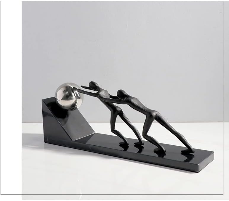 Miniatura 5 de Escultura de estatua de feng shui chino, simple y moderno, de metal, creativo, empujador, decoración de escritorio, oficina, estudio, sala de estar,