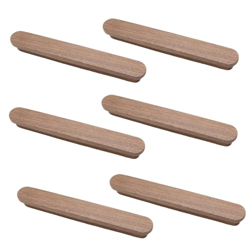 ドレッサーノブ 6個 形状 キャビネット ドア 無垢材 ハンドル 家具 引き出し キャビネット 木製ハンドル ブラック ウォールナット 32mm (ブラックウォールナット、160mm)