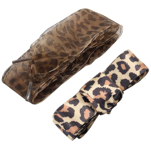 ROBOHOOK 2 pares de cordones de zapatos de leopardo, cordones de satén con estampado de leopardo para tenis, duraderos y adecuados para tenis, botas y más, por lo que es fácil personalizar tu look