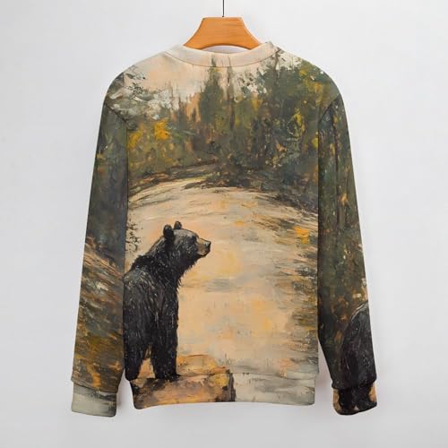 Lonely Black Bear Men's Crew Neck Sweater Knit Pullover Women Casual Long Sleeve Crewneck Loose Fit Top3